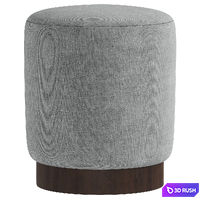 Velvet Pouffe Pouf with Walnut Plinth - Tiger Mountain by Six The Residence 3D Model Vray, Corona