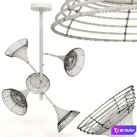 Pendant Lamp Rattan 5-lite 3D Model Corona