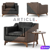 Worthington Armchair &amp; Table Amoeba 3D Model Vray