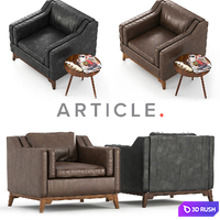 Worthington Armchair &amp; Table Amoeba 3D Model Vray