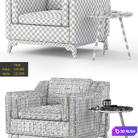 Worthington Armchair &amp; Table Amoeba 3D Model Vray