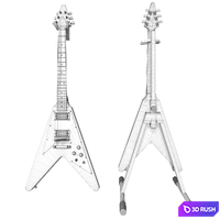 Electric Guitar Gibson Epiphone Flying V style black and beige 3D Model Corona