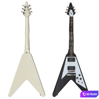 Electric Guitar Gibson Epiphone Flying V style black and beige 3D Model Corona