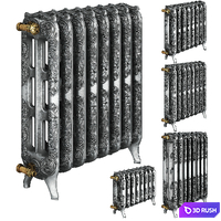 Classic Cast Iron Radiator Metal Low-poly 3D Model Vray, Corona