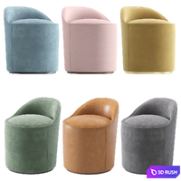 Small Armchair Tail Velvet and Leather By Gubi 3D Model Corona