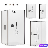 Arblu Icaro shower enclosures + Paffoni set 2 shower systems 3D Model Corona