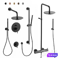 Arblu Icaro shower enclosures + Paffoni set 2 shower systems 3D Model Corona