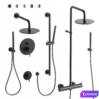 Shower enclosures Arblu Icaro + shower systems Paffoni set 1 3D Model Corona