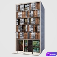 Facade. Office and Apartment building 3D Model Vray
