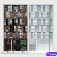 Facade. Office and Apartment building 3D Model Vray