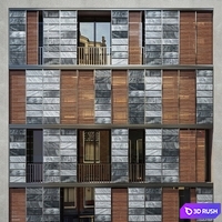 Facade. Office and Apartment building 3D Model Vray