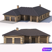 One-storey country cottage with a garage. 3D Model Vray