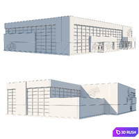 Two-story public building 3D Model Corona