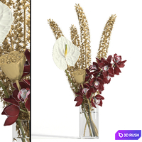 Bouquet with bronze flowers 3D Model Vray