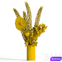 Bouquet with bronze flowers 3D Model Vray