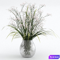 Bouquet of grass with flowers 3D Model Vray, Corona