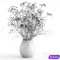 Bouquet of grass with flowers 3D Model Vray, Corona