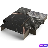 Minotti coffee table set 3D Model Vray, Corona