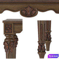 Carved table 3D Model Vray, Corona