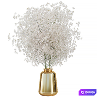 Babys Breath Bouquet In Gold Vase 3D Model Vray, Corona