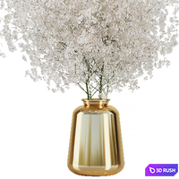 Babys Breath Bouquet In Gold Vase 3D Model Vray, Corona