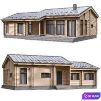 One-story house made of laminated veneer lumber 3D Model Corona