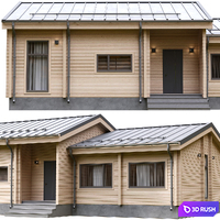 One-story house made of laminated veneer lumber 3D Model Corona
