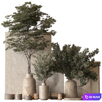 Vase and Plant Decorative Set 147 3D Model Vray, Corona