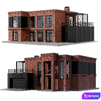Modern brick house in loft style 3D Model Corona