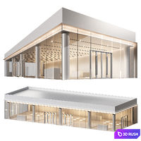 Commercial building 4. Exhibition salon store. Showroom. Museum. 3D Model Vray, Corona