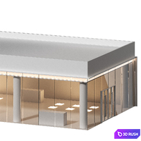 Commercial building 4. Exhibition salon store. Showroom. Museum. 3D Model Vray, Corona