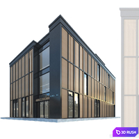 Modern commercial building No. 7 3D Model Vray, Corona