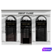 Shop Building No11 3D Model Vray, Corona