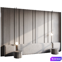 Headboard 3d Wall Panel 32 3D Model Vray, Corona