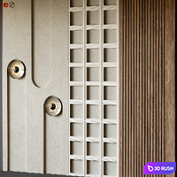 Decorative wall panel 3D Model Vray, Corona