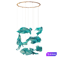 Hanging glass installation 3D Model Vray, Corona