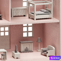 Pottery Barn Kids Sherwood Dollhouse and Accessory Set Toy 3D Model Vray, Corona