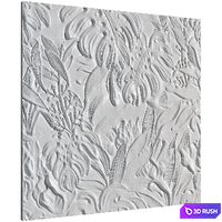 Bas-relief plaster wall decorative panel Tropics Leaves 3D Model Vray, Corona
