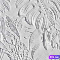 Bas-relief plaster wall decorative panel Tropics Leaves 3D Model Vray, Corona