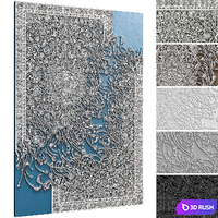 Bas-relief plaster wall decorative panel carpet floral ornament oriental 3D Model Vray, Corona