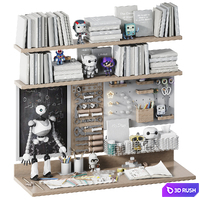 Toys, wall and desk decor in the desk for Robot lovers 3D Model Vray, Corona