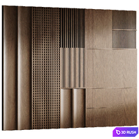 Wooden modern panel 3D Model Vray, Corona