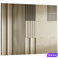 Wooden modern panel 3D Model Vray, Corona