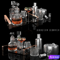 Sebastian Decanter Whiskey Set 3D Model Vray, Corona