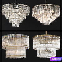 4 type Restoration Hardware Round Chandelier Set 003 3D Model Corona