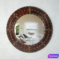 Round Ox Cart Mirror 3D Model Vray