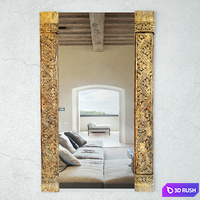 Old Carved Wood Molding Mirror 3D Model Vray