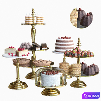 A set of desserts in a pastry shop or for corporate parties 3D Model Vray, Corona