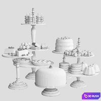 A set of desserts in a pastry shop or for corporate parties 3D Model Vray, Corona