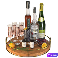 Alcoholic set with fruits. Sparkling wine 3D Model Corona